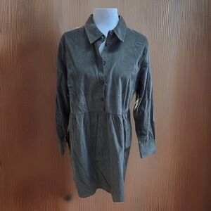 Nine West Shirt Dress Long Sleeve Green Grape Leaf Women’s Large